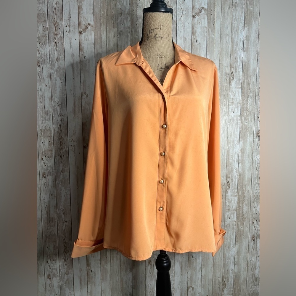 Sag Harbor Orange Botton Down Long Sleeved Top